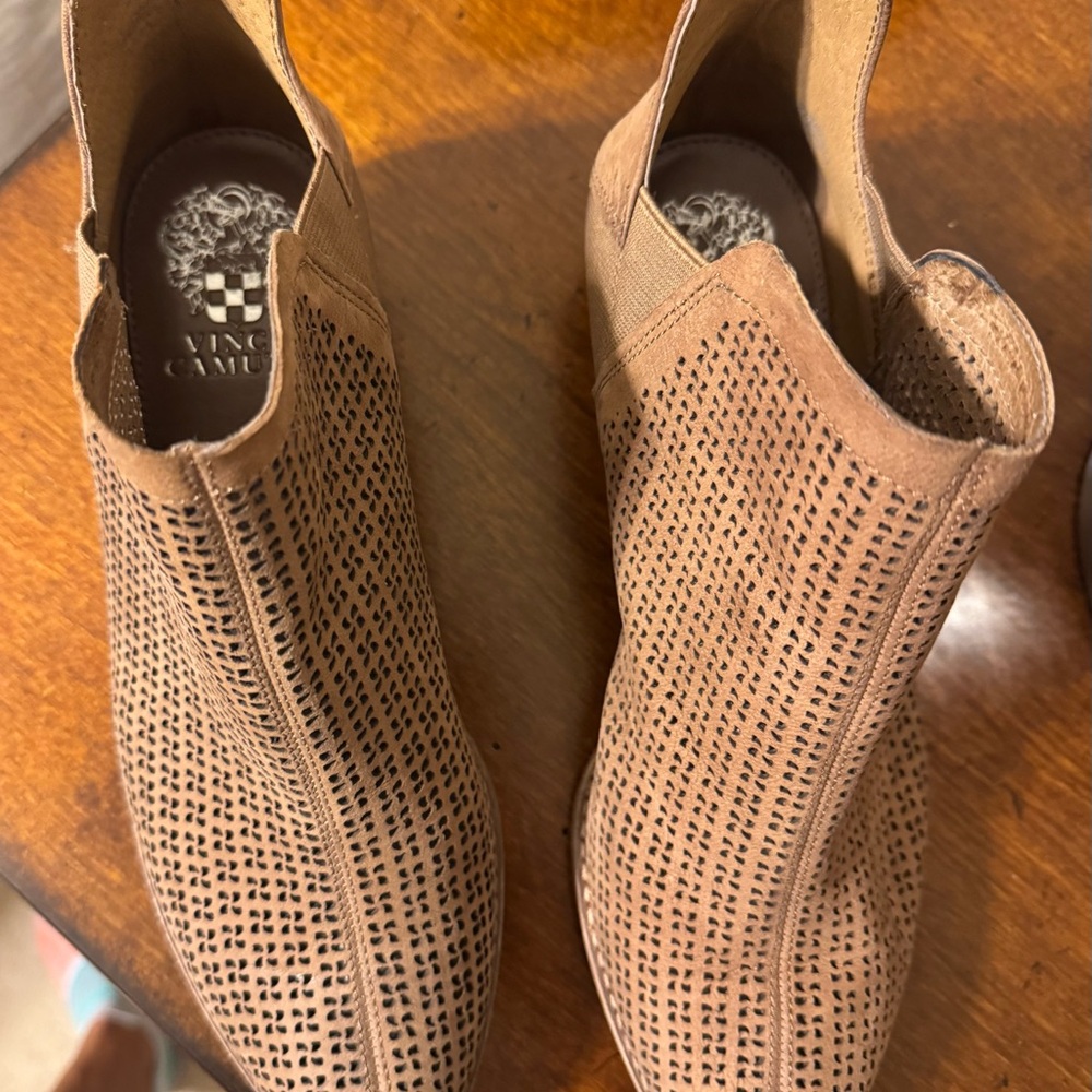 Vince Camuto Beige Perforated Ankle Boots